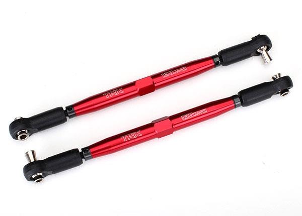 Traxxas Toe links, X-Maxx® (TUBES red-anodized, 7075-T6 aluminum, stronger than titanium) (157mm) (2)/ rod ends, assembled with steel hollow balls (4)/ aluminum wrench, 10mm (1)
