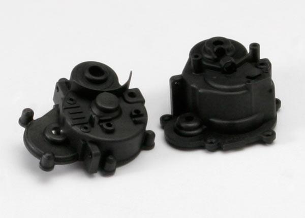 Traxxas Gearbox halves (front & rear)/ rubber access plug/ shift detent ball/ spring/ 4mm GS/ shift shaft seal, glued