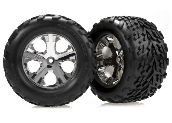 Traxxas Tires & Wheels, Assembled, Glued (2.8") (All-Star Chrome Wheels, Talon Tires, Foam Inserts) (Stampede Rear) (2)