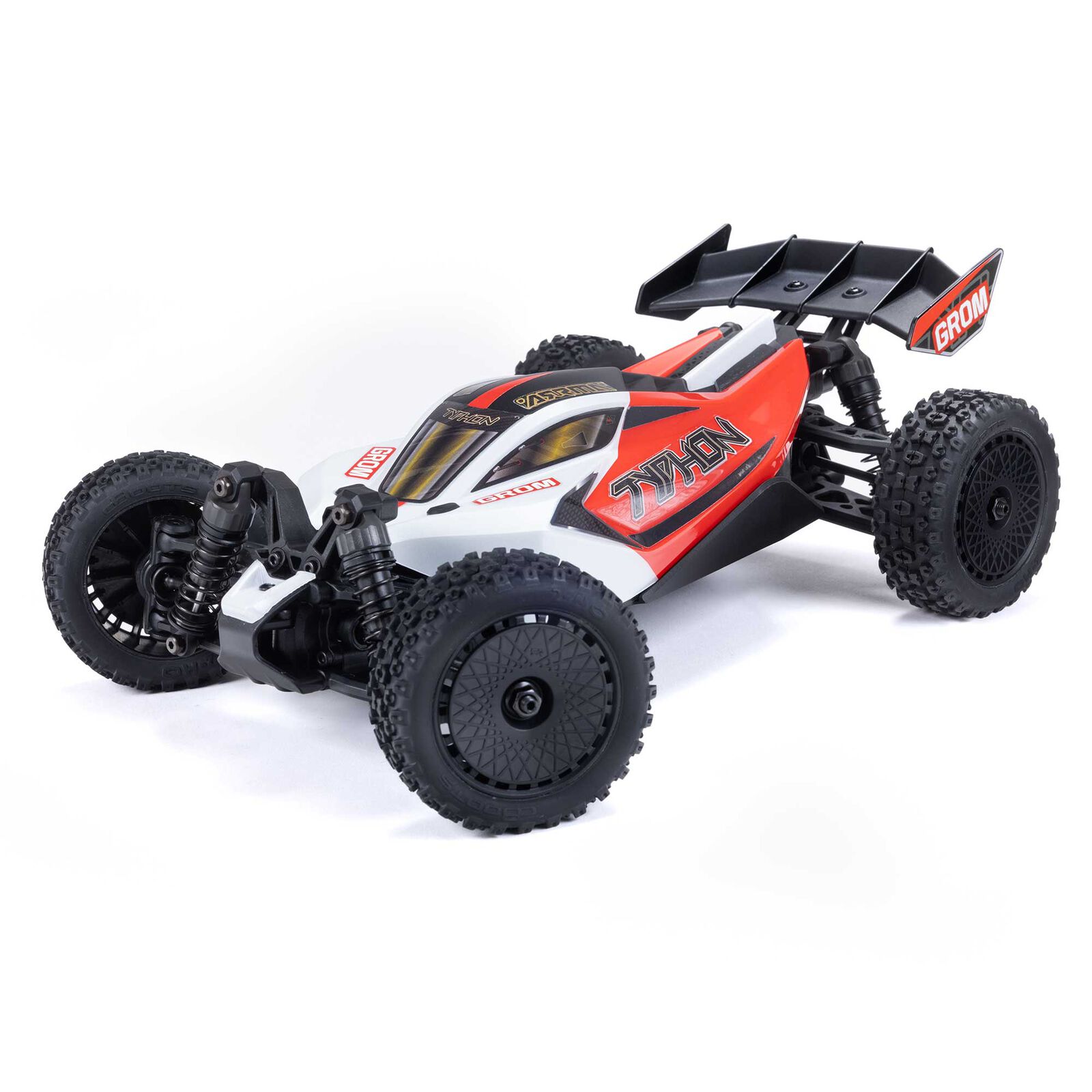 Arrma TYPHON GROM MEGA 380 Brushed 4X4 Small Scale Buggy RTR with Battery & Charger Red/White 1/18