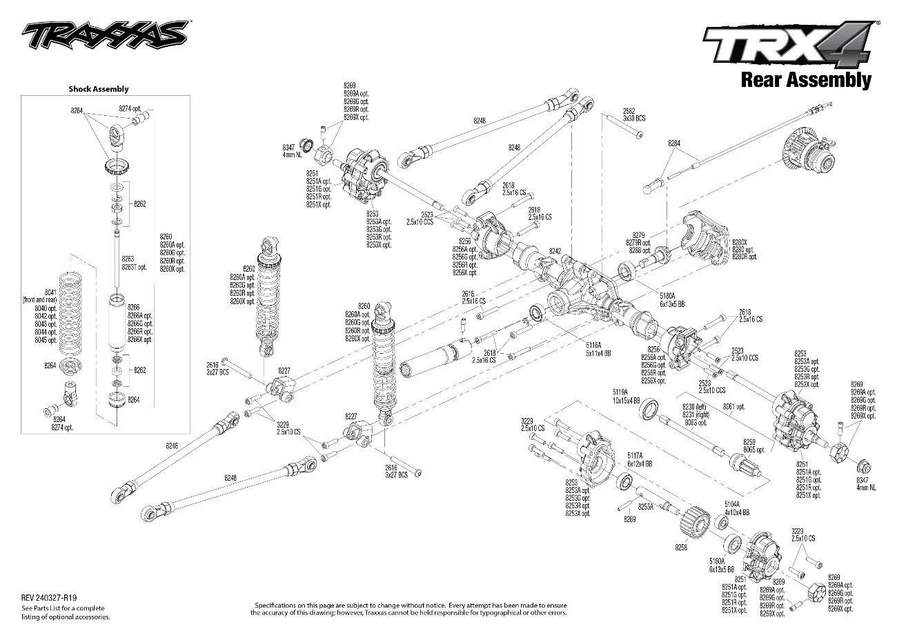 Traxxas TRX-4 1979 Ford Bronco (82046-4) Rear Assembly Exploded View