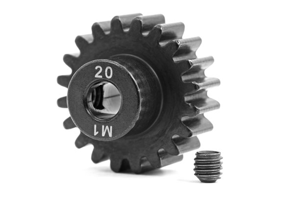 Traxxas Gear, 20T pinion (machined, hardened steel) (1.0 metric pitch) (fits 5mm shaft)/ set screw