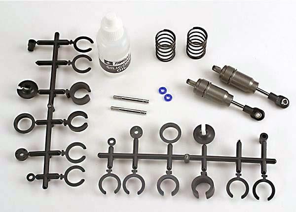 Traxxas Big-bore shocks (short) (hard-anodized & PTFE-coated T-6 aluminum)(assembled with TiN shafts) with springs (f/r)(2)