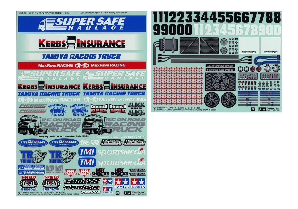 Tamiya Marking Stickers for R/C Trucks 1/14