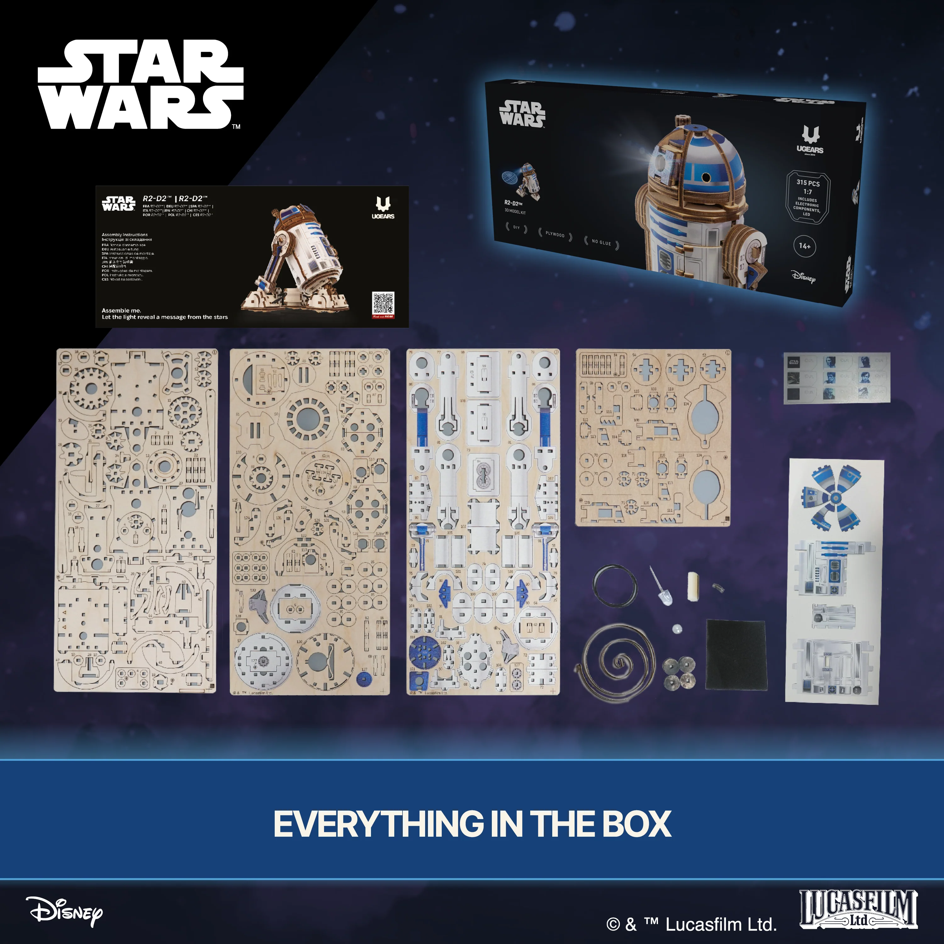 U-Gears R2-D2 Star Wars mechanisch houten bouwpakket