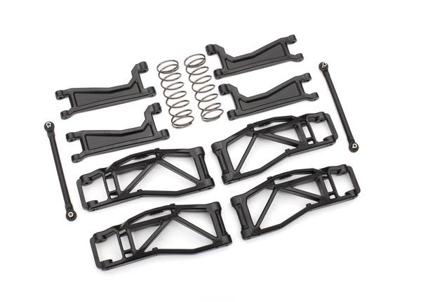 Traxxas Suspension kit WideMaxx black includes extended outer half shafts (extended), rear shock springs)