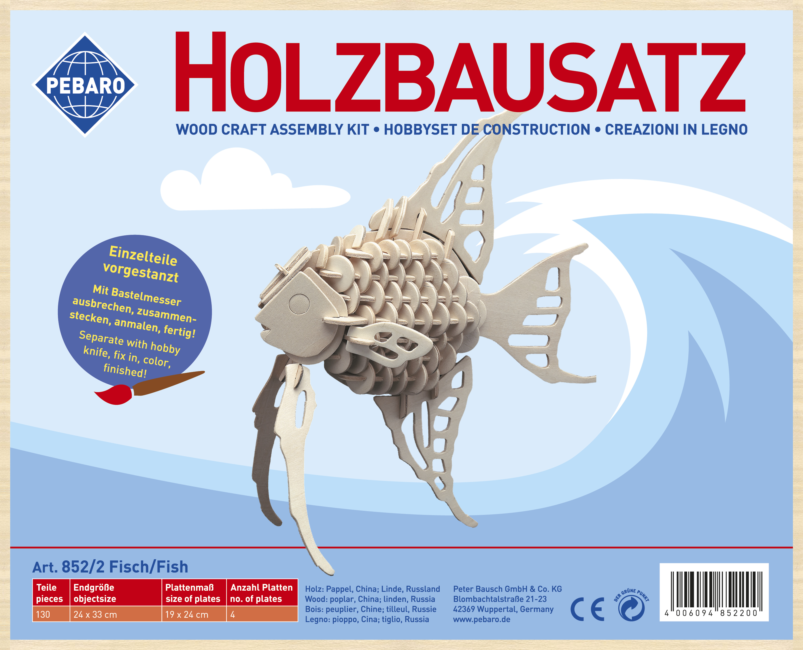 Pebaro Houten Bouwset Vis