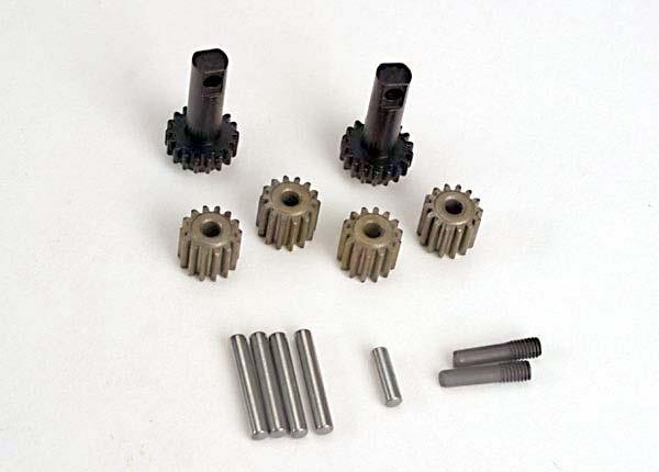 Traxxas Planet Gears (4)/ planet shafts (4)/ sun gears (2)/sun gear alignment shaft (1) all hardened steel