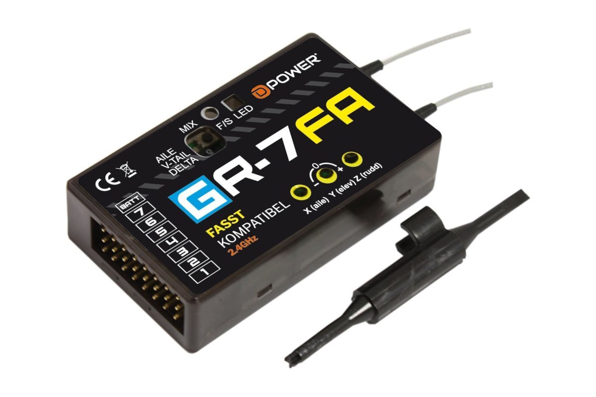 D-Power GR-7FA 2.4GHz ontvanger met 3X Gyro FASST compatibel