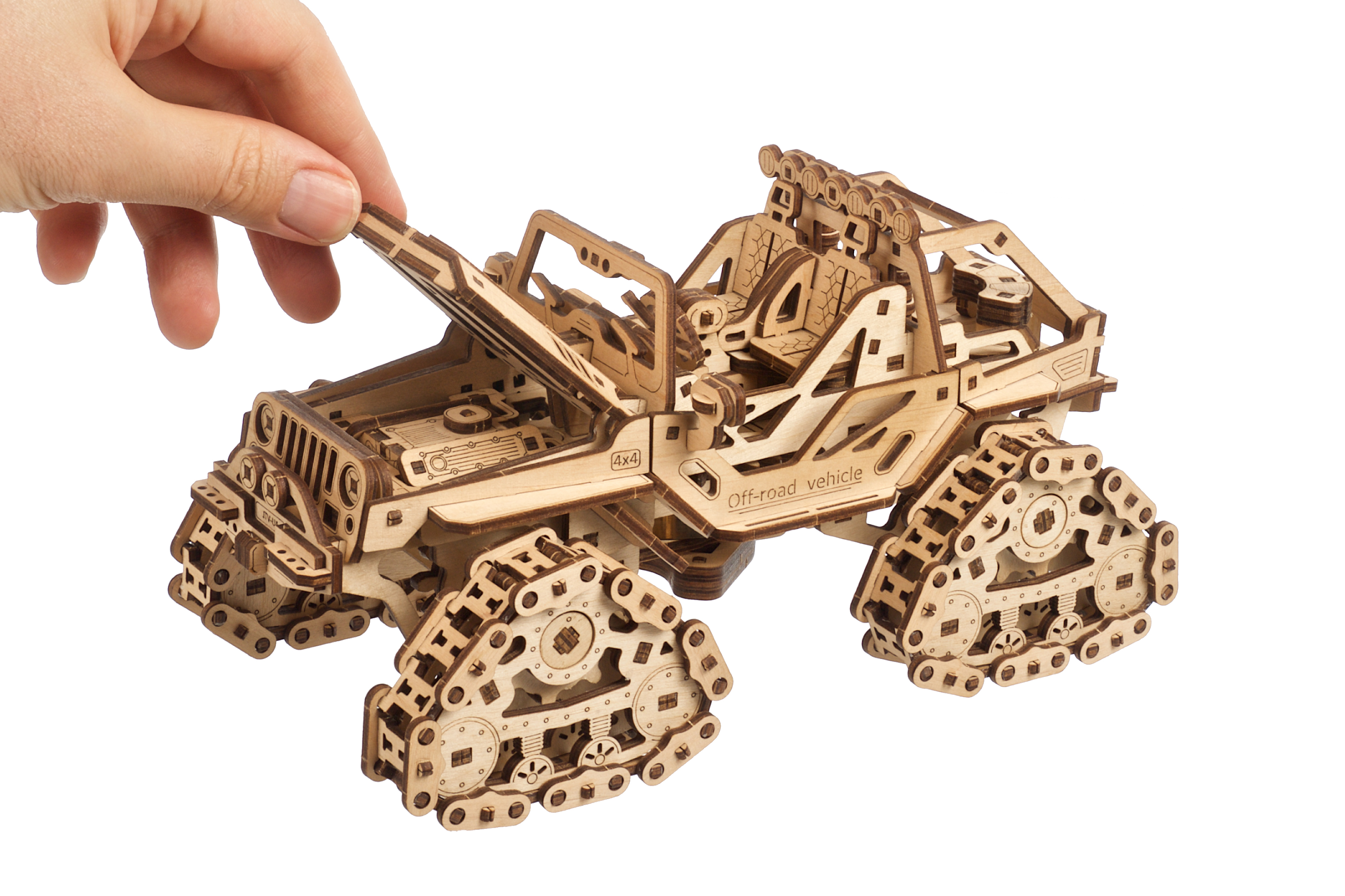 U-Gears Off-road Terreinwagen mechanisch houten bouwpakket