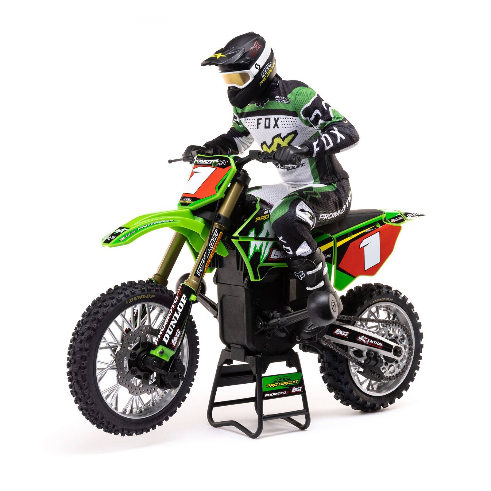 Losi Promoto-MX Pro Circuit 2S RTR Brushless Motorcycle (Battery and Charger Included), Green 1/4