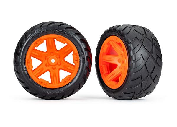 Traxxas Tires & wheels assembled glued (2.8') (RXT orange wheels Anaconda tires foam inserts) (2WD electric rear) (2) (TSM rated)