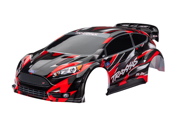 Traxxas Body, Ford Fiesta® ST Rally Brushless, red (painted, decals applied) (assembled with rear wing, body support, & body mount latches for clipless mounting)
