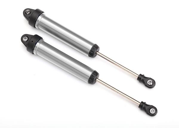 Traxxas Shocks, GTR, 160mm, silver aluminum (fully assembled w/o springs) (rear, no threads) (2)