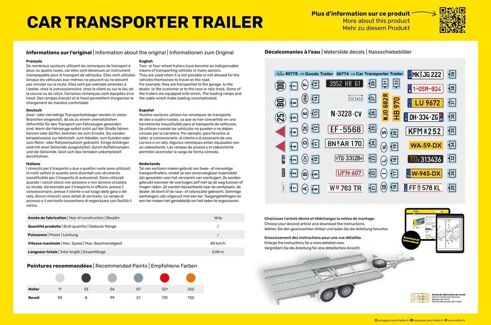Heller Car Transporter Trailer 1/24