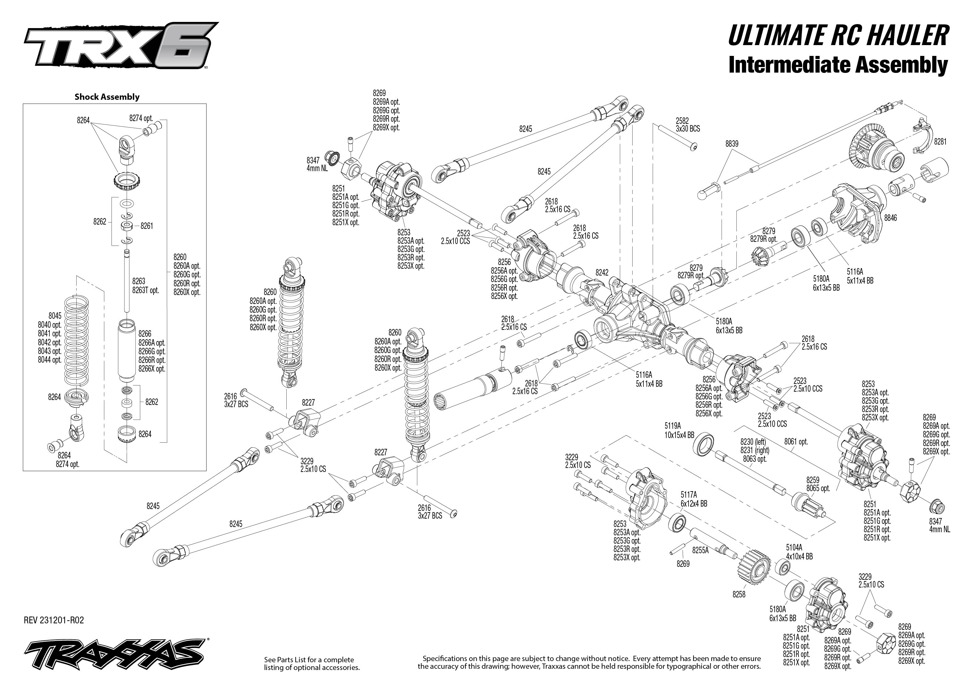 Traxxas TRX-6® Ultimate RC Hauler (88086-84) Intermediate Assembly Exploded View