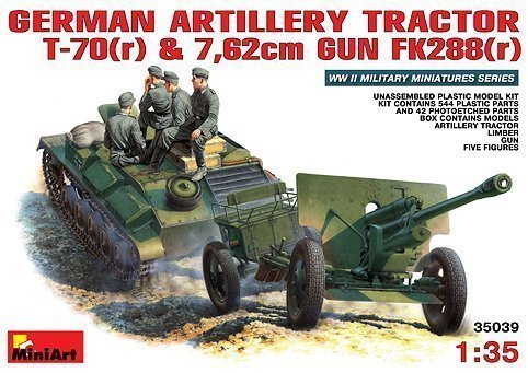 MiniArt German Artillery Tractor T-70(r) & 7.62cm gun FK288(r) w/Crew 1/35