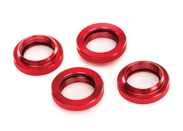 Traxxas Spring retainer (adjuster), red-anodized aluminum, GTX shocks (4) (assembled with o-ring)