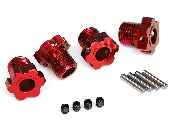 Traxxas Wheel hubs splined 17mm (red-anodized) (4)/ 4x5 GS (4) 3x14mm pin (4)