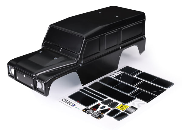 Traxxas Body, Land Rover® Defender®, black (painted)/ decals 1/10