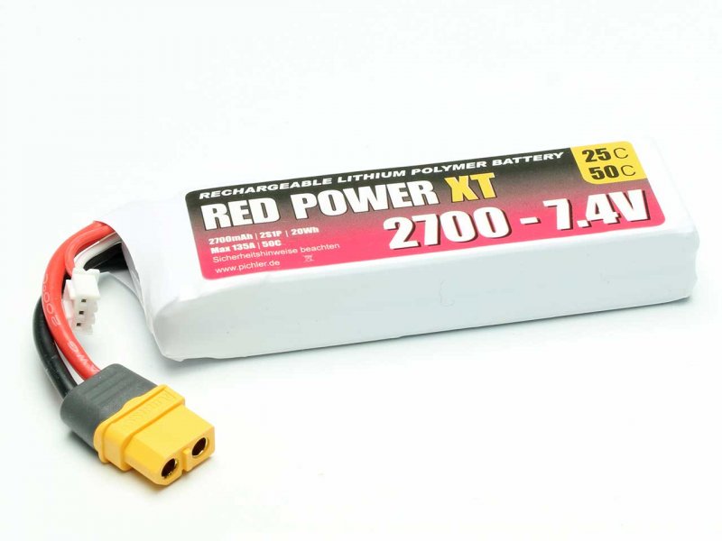 Red Power XT LiPo Accu 7.4 Volt 2700mAh XT60/XH