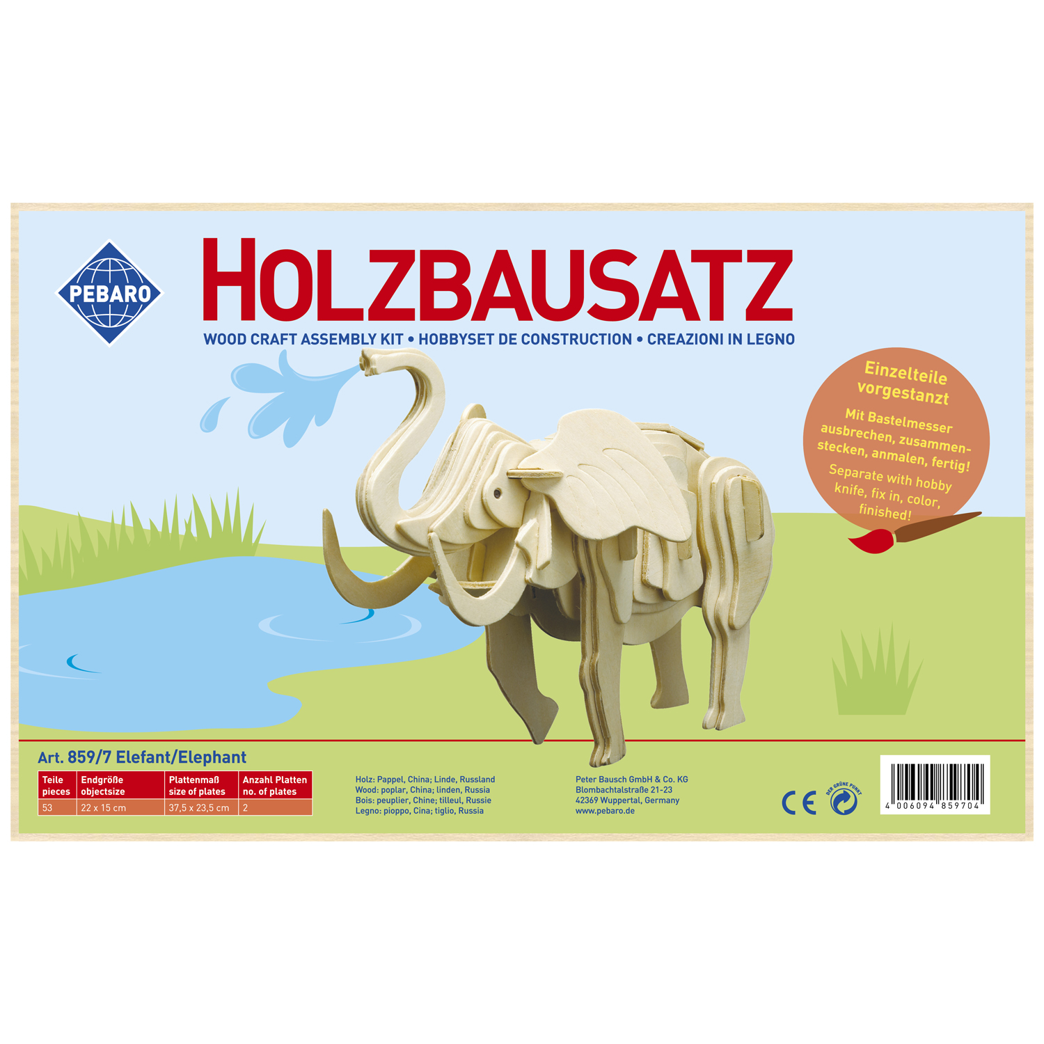 Pebaro Houten Bouwset Olifant