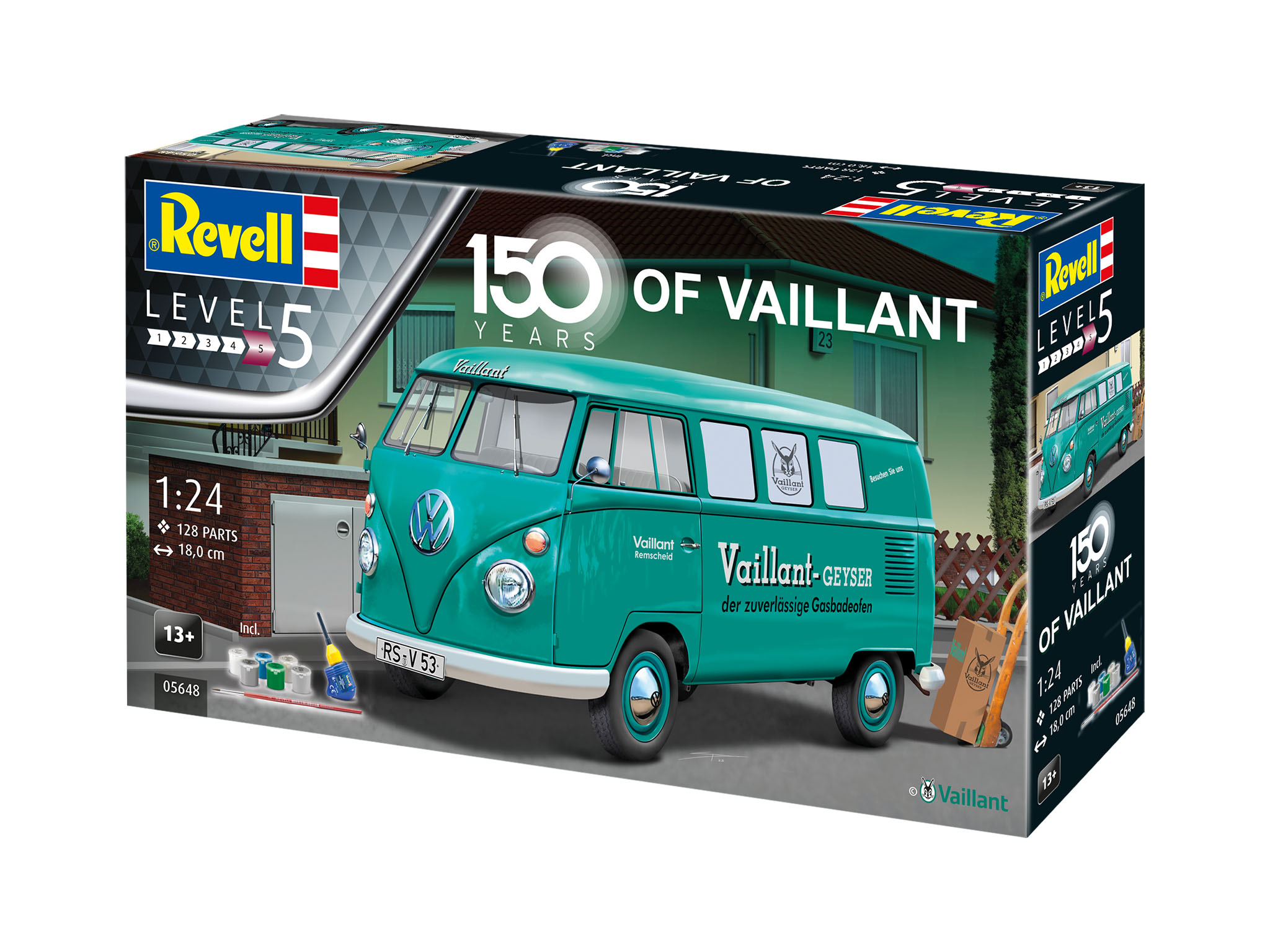 Revell Geschenkset 150 Jahre Vaillant VW T1 Bus 1/24