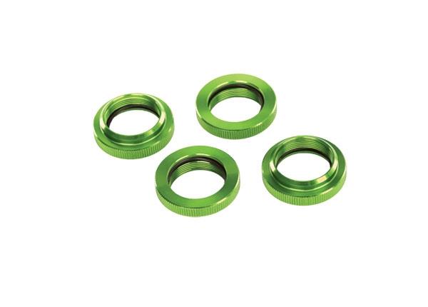 Traxxas Spring retainer (adjuster), green-anodized aluminum, GTX shocks (4) (assembled with o-ring)