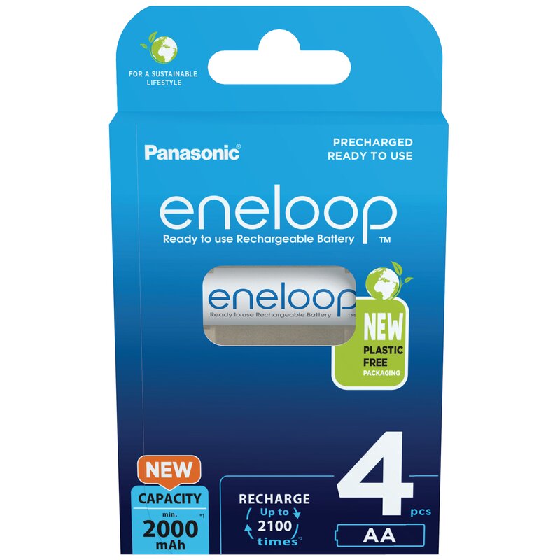 Panasonic Eneloop 4x AA NiMH 1.2 Volt 2000mAh geladen Accu