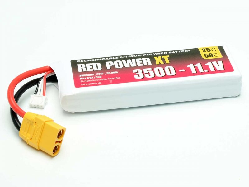 Red Power XT LiPo Accu 11.1 Volt 3500mAh 25C XT90/XH
