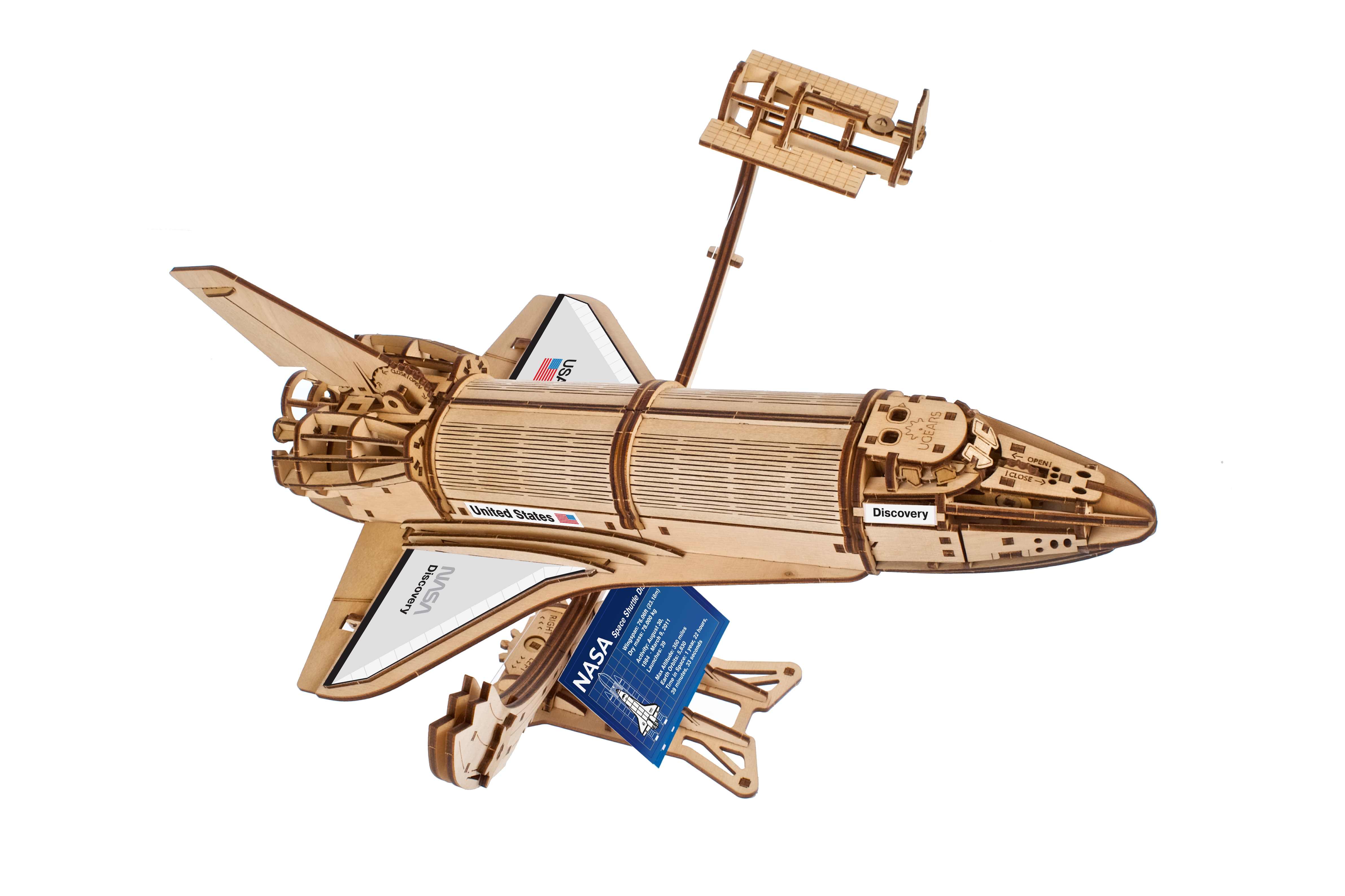 U-Gears NASA Spaceshuttle Discovery mechanisch houten bouwpakket