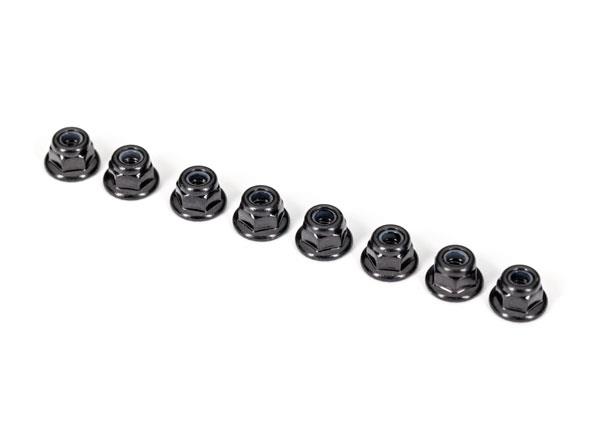 Traxxas Nuts 3mm nylon locking flanged black (8)