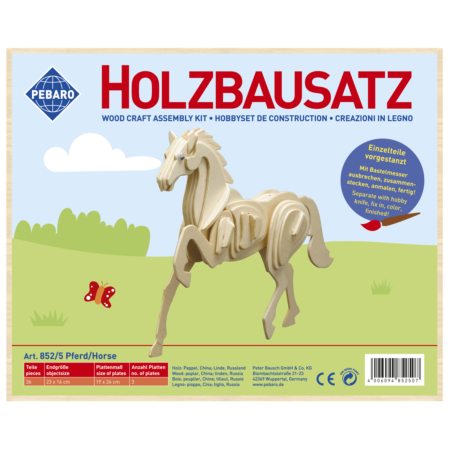 Pebaro Houten Bouwset Paard