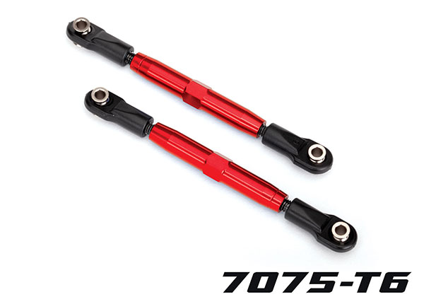 Traxxas Camber links, rear (TUBES red-anodized, 7075-T6 aluminum, stronger than titanium) (73mm) (2)/ rod ends (4)/ aluminum wrench (1) (#2579 3x15 BCS (4) required for installation)