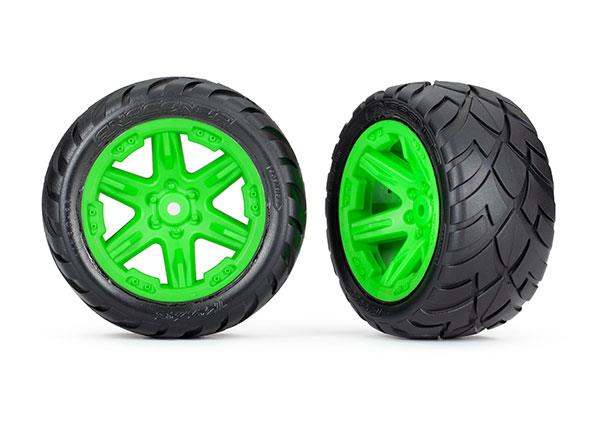 Traxxas Tires & wheels assembled glued (2.8') (RXT green wheels Anaconda tires foam inserts) (2WD electric rear) (2) (TSM rated)
