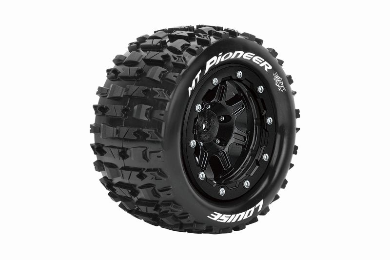 Louise RC X-Pioneer MFT Soft Tire Set Mounted Black Wheels Hex 17mm voor Maxx (2) 1/8