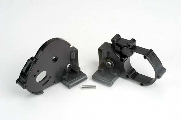 Traxxas Gearbox halves (l&r) (black) w/ idler gear shaft