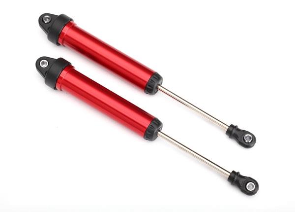 Traxxas Shocks, GTR, 160mm, aluminum (red-anodized) (fully assembled w/o springs) (rear, no threads) (2)