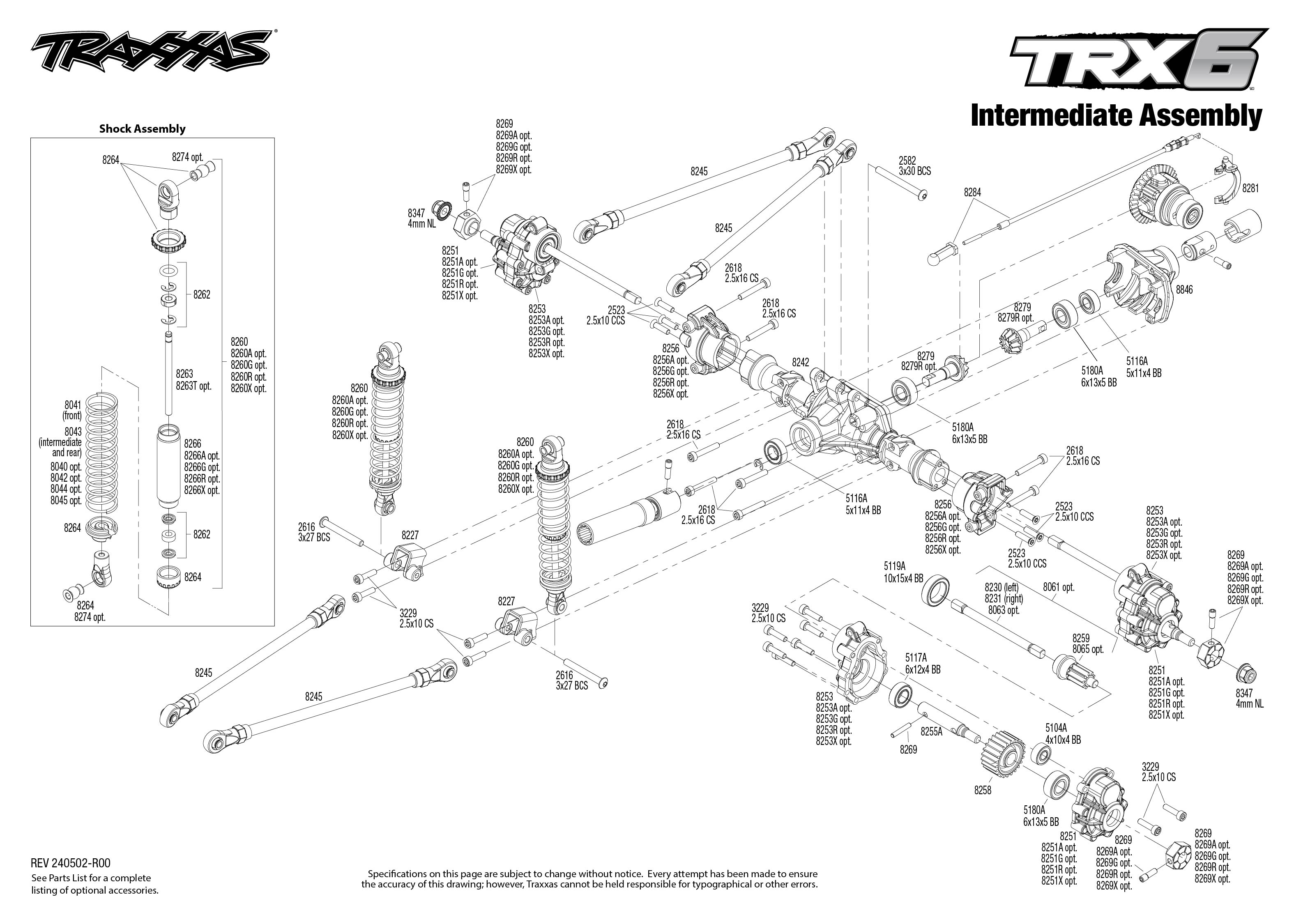Traxxas TRX-6 Mercedes-Benz® G 63® AMG 6X6 (88296-4) Intermediate Assembly Exploded View