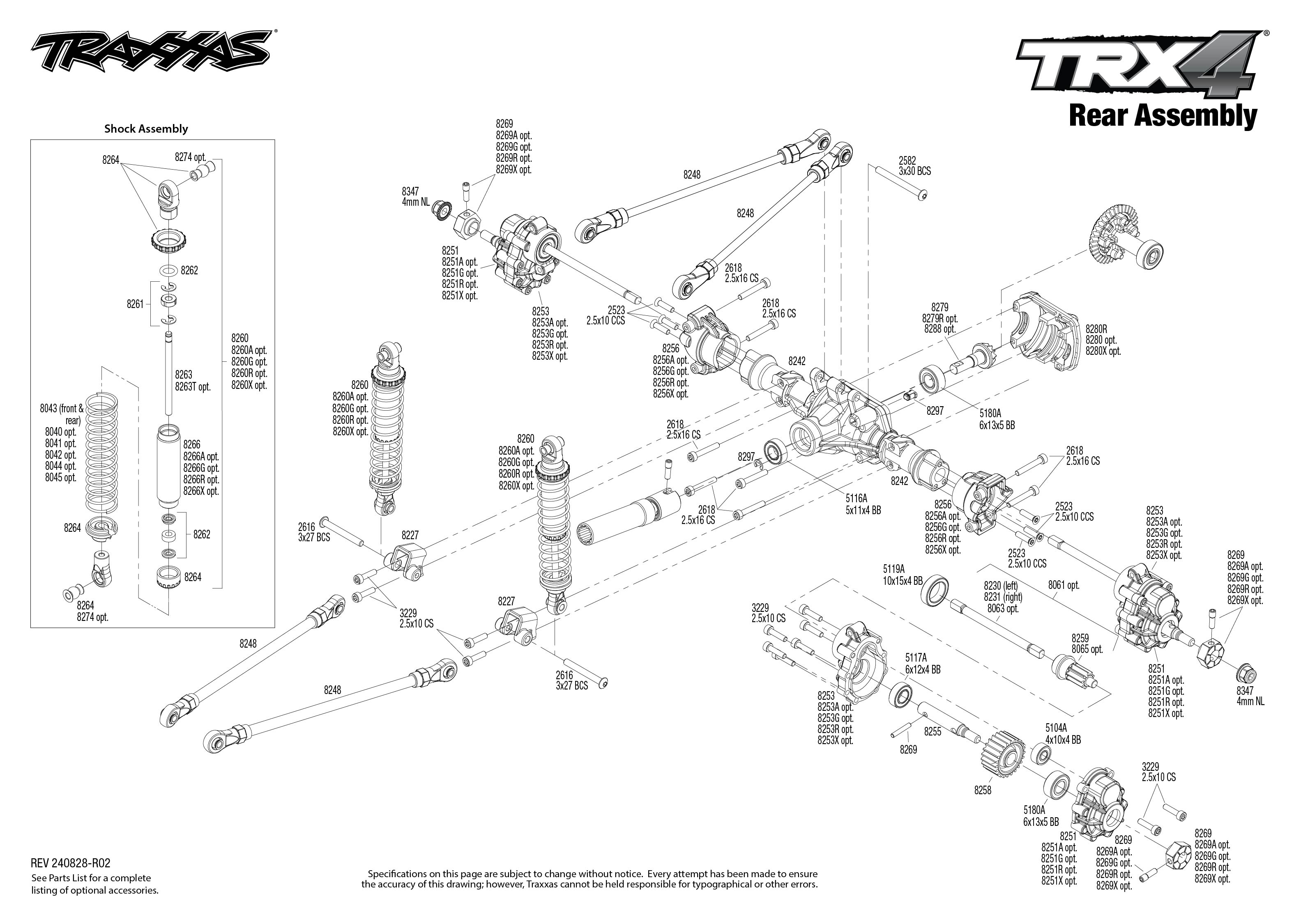 Traxxas TRX-4 Sport (82224-4) Rear Assembly Exploded View