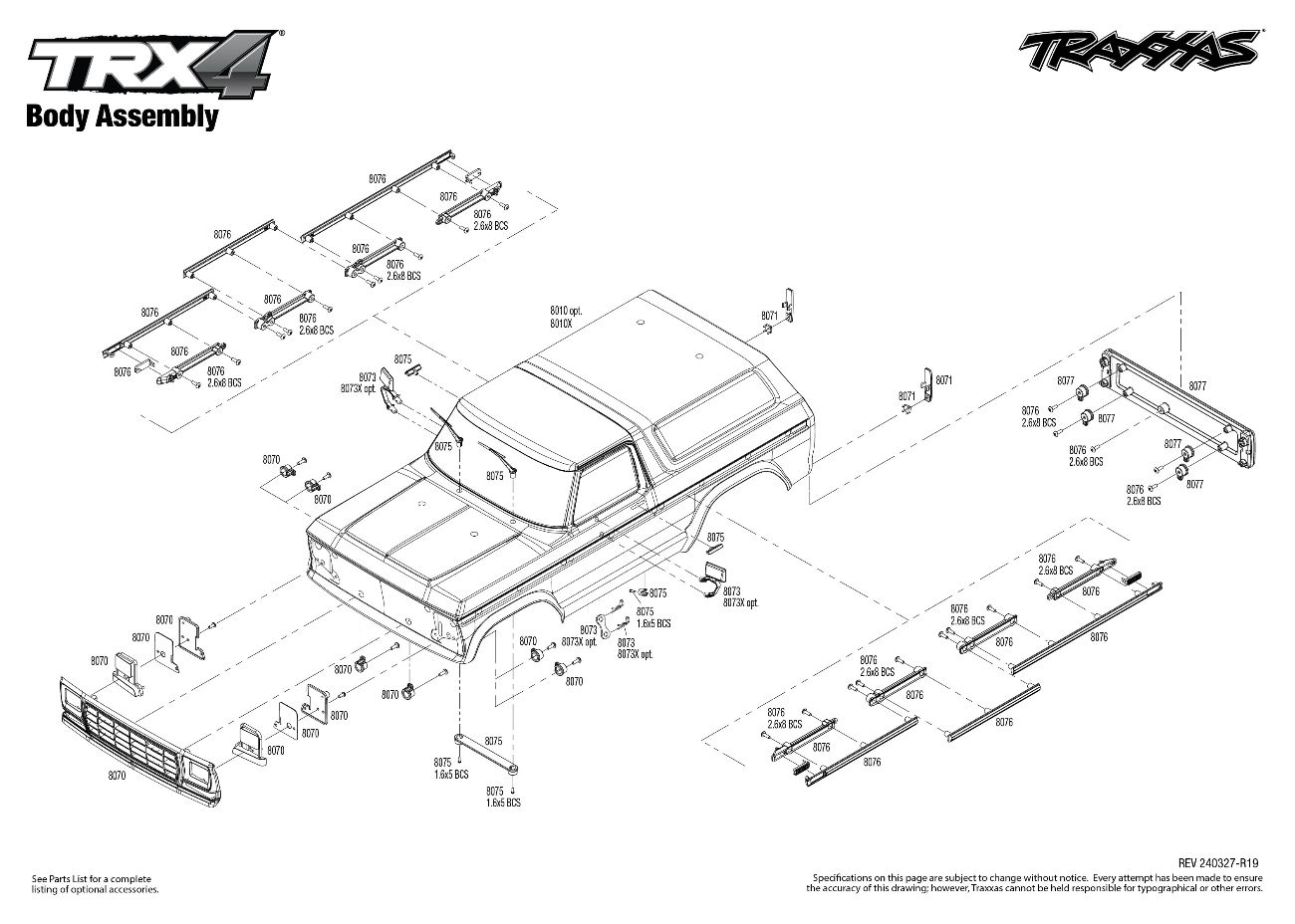 Traxxas TRX-4 1979 Ford Bronco (82046-4) Body Assembly Exploded View