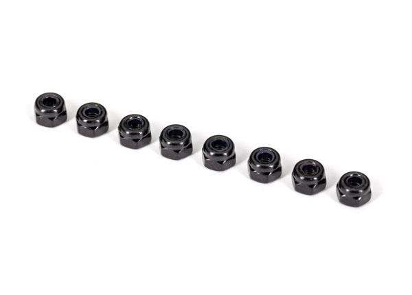 Traxxas Nuts 3mm nylon locking black (8)