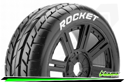 Louise RC B-Rocket Soft 1/8 Buggy On-Road Banden met Velgen zwart 17mm Hex (2)