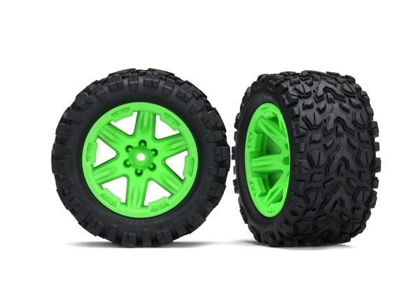 Traxxas Tires & wheels assembled glued (2.8') (RXT green wheels Talon Extreme tires foam inserts) (4WD electric front/rear 2WD electric front only) (2) (TSM rated)