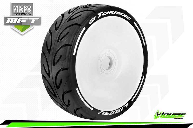 Louise RC MFT GT-TARMAC 1/8 Buggy Tire Set Mounted Super Soft White Wheels Hex 17mm (2)