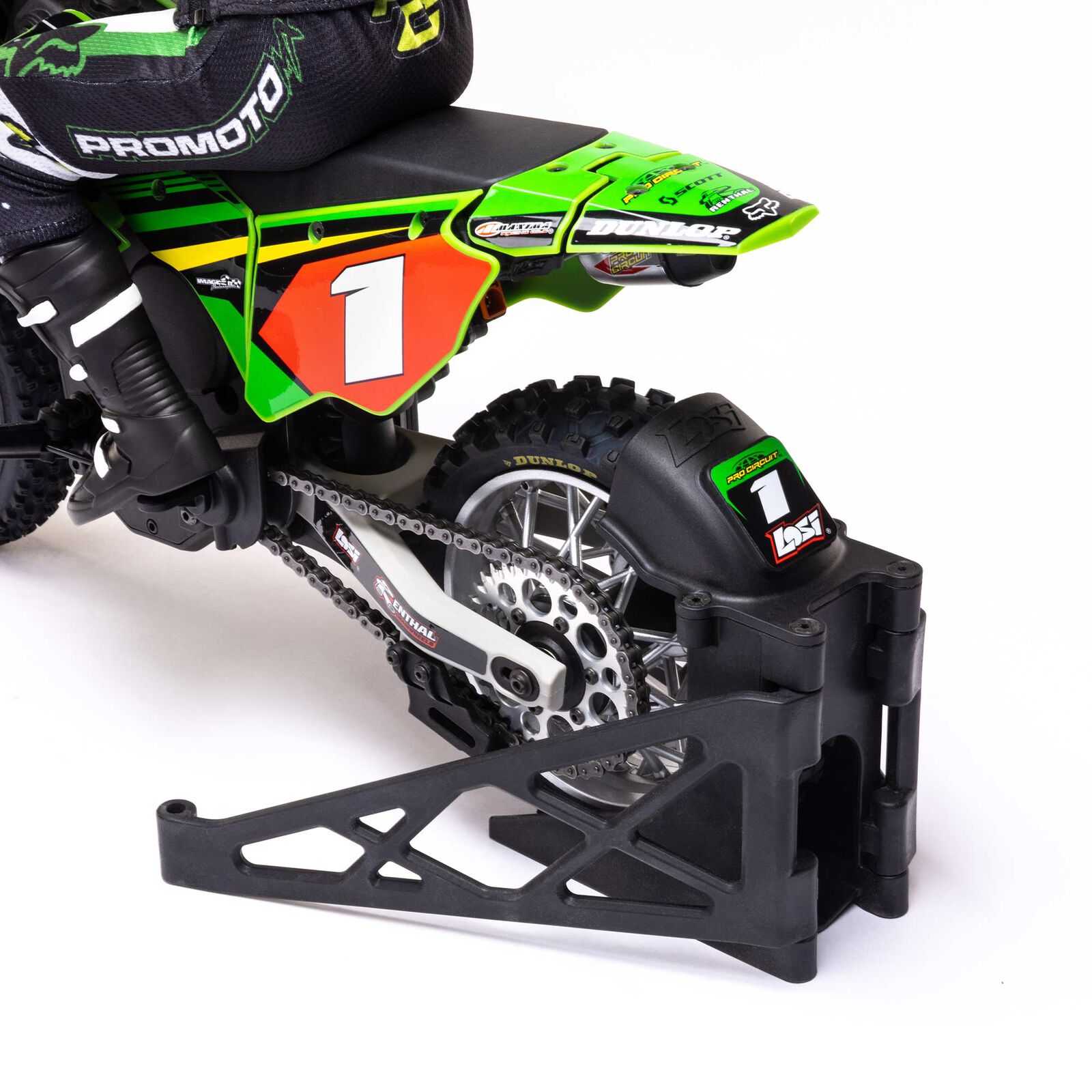 Losi Promoto-MX Pro Circuit 2S RTR Brushless Motorcycle (Battery and Charger Included), Green 1/4