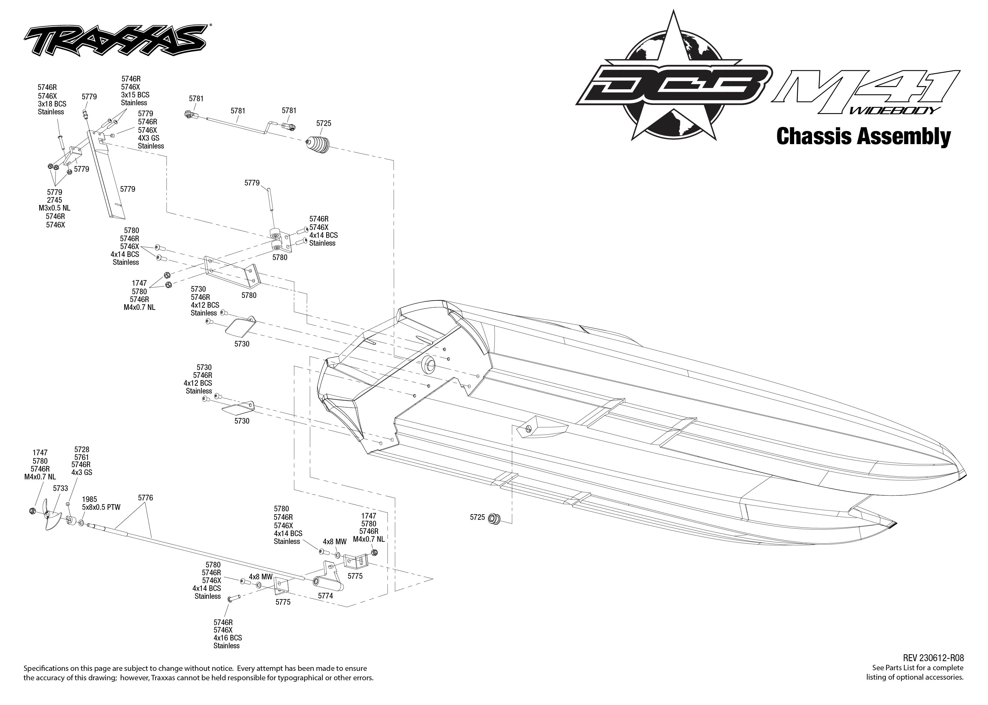 Traxxas DCB M41 Widebody (57046-4) Chassis Assembly Exploded View