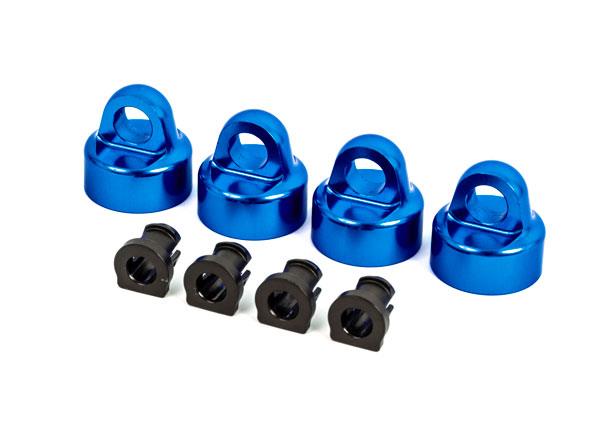Traxxas Shock caps aluminum (blue-anodized) GTX shocks (4)/ spacers (4) (for Sledge)