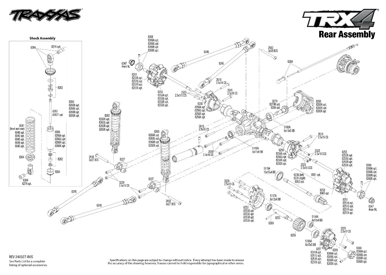 Traxxas TRX-4 Ford Bronco (92076-4) Rear Assembly Exploded View