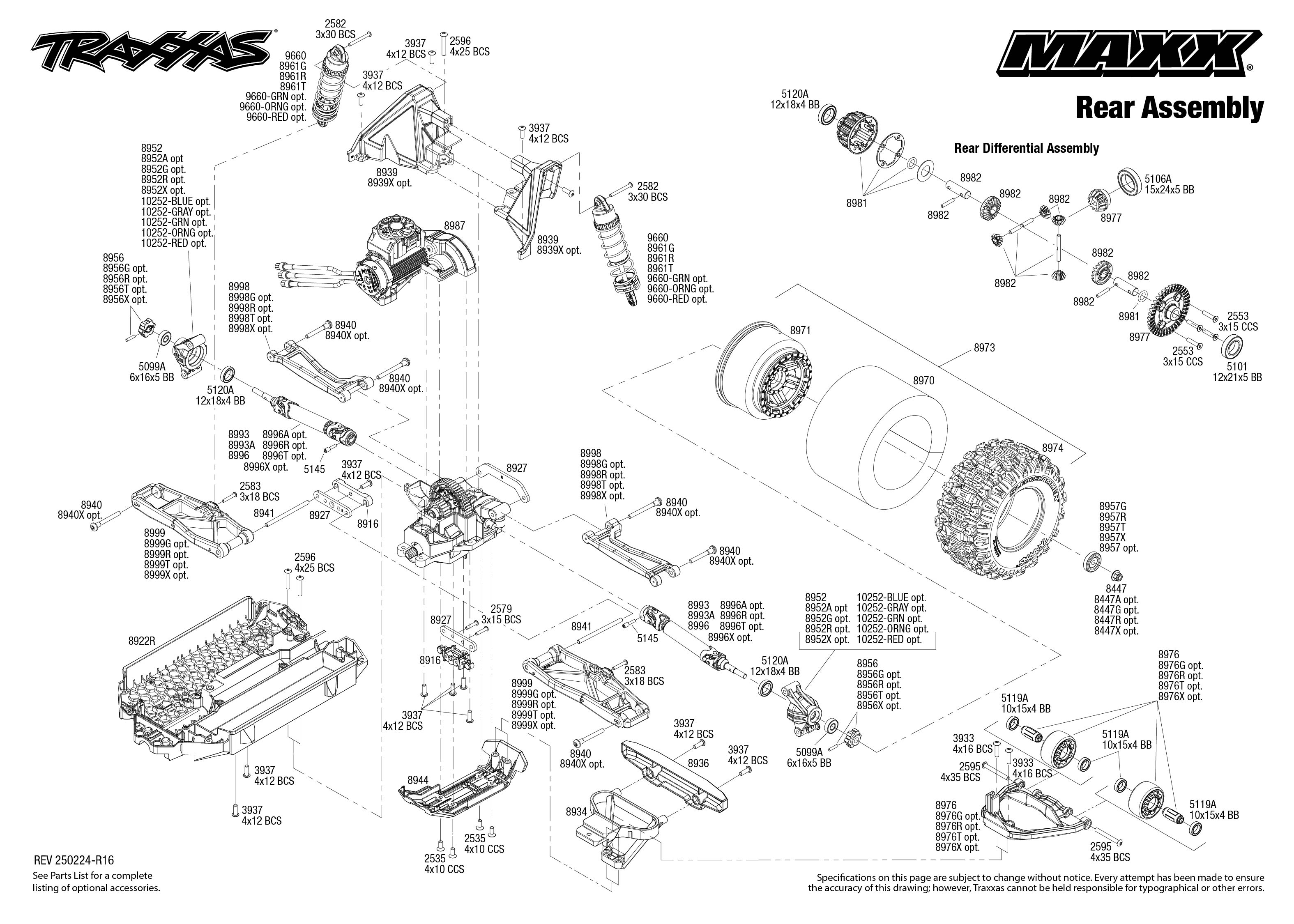 Traxxas Maxx® (89086-4) Rear Assembly Exploded View